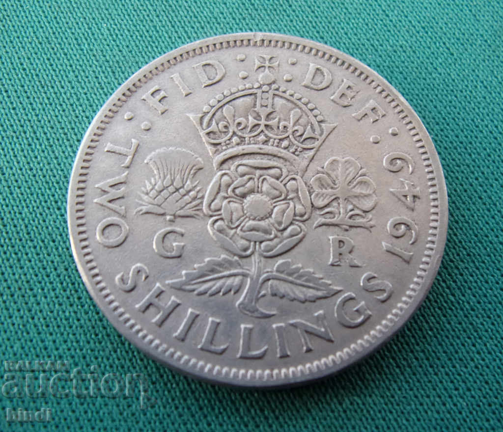 Anglia 2 Shilling 1949 Moneda rară
