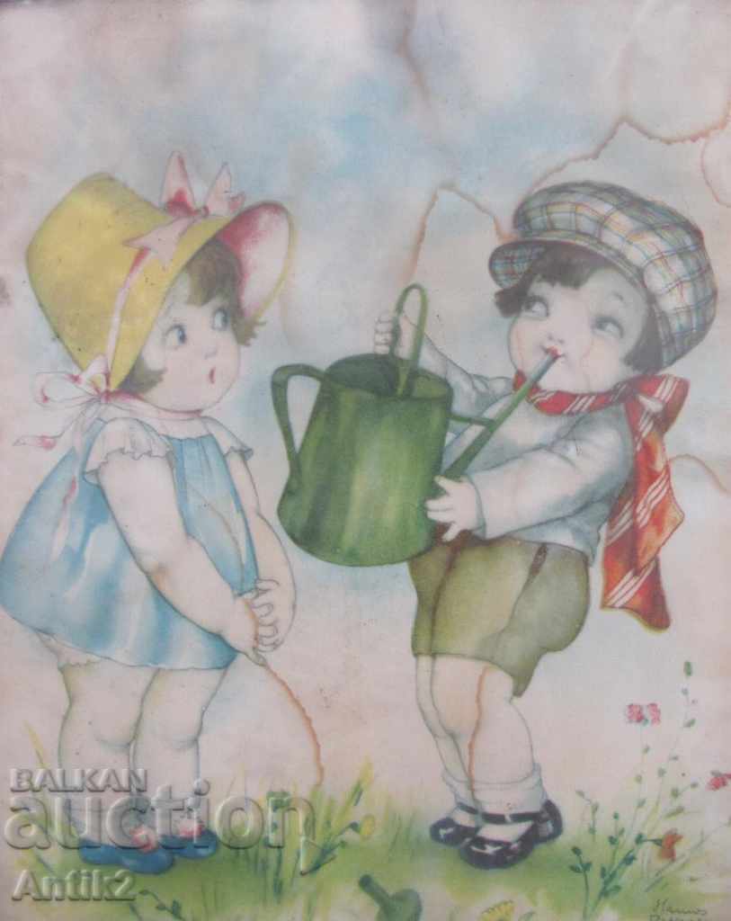 Auction The 30 Children's Color Lithography signed Auction The 30 Children's Color Lithography signed