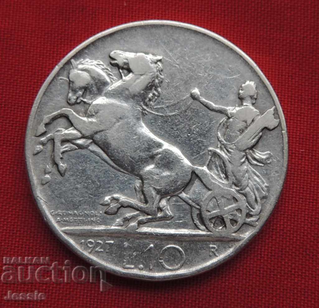 10 Lire 1927 BIGA ** Italia Argint COLECȚIE CALITATE