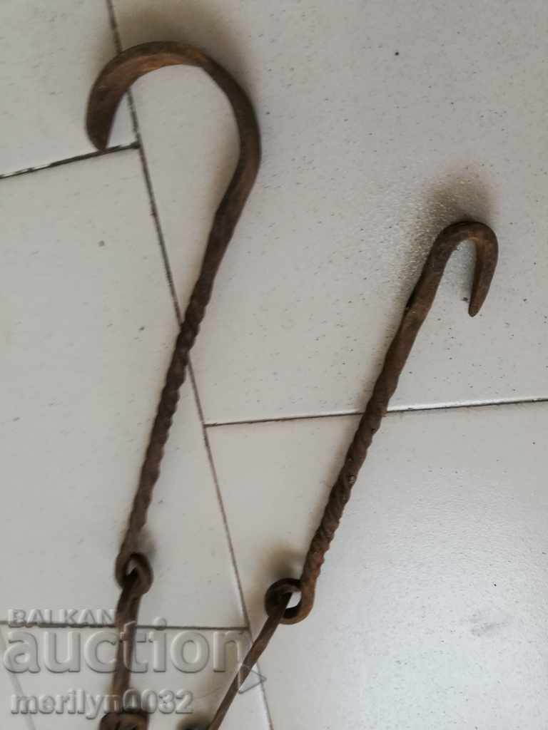 Delivery of Old forged chain with hook, hearth for hearth chain hook Delivery of Old forged chain with hook, hearth for hearth chain hook