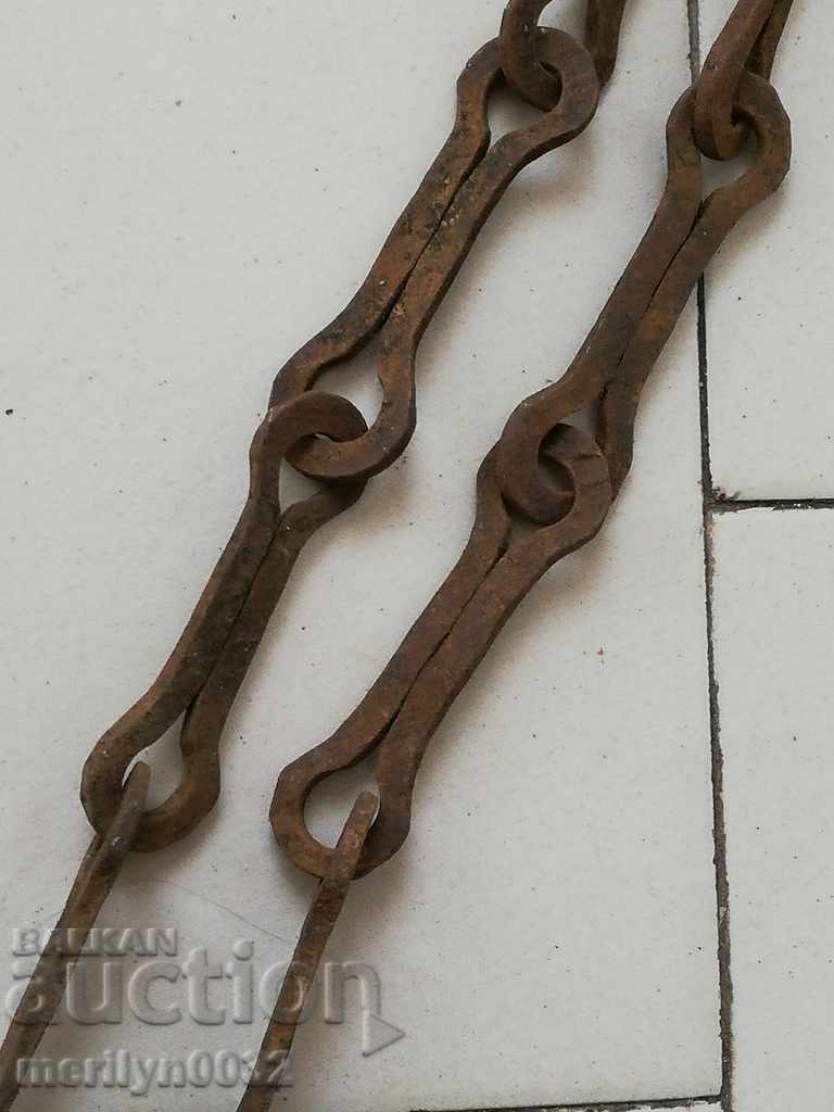 Old forged chain with hook, hearth for hearth chain hook - 7 Old forged chain with hook, hearth for hearth chain hook - 7