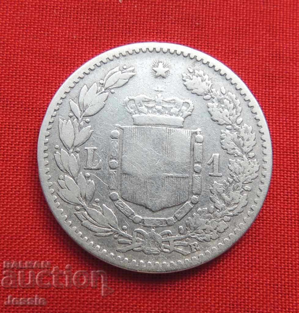 1 lira 1884 Italy silver