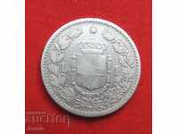 1 лира 1884 Италия сребро