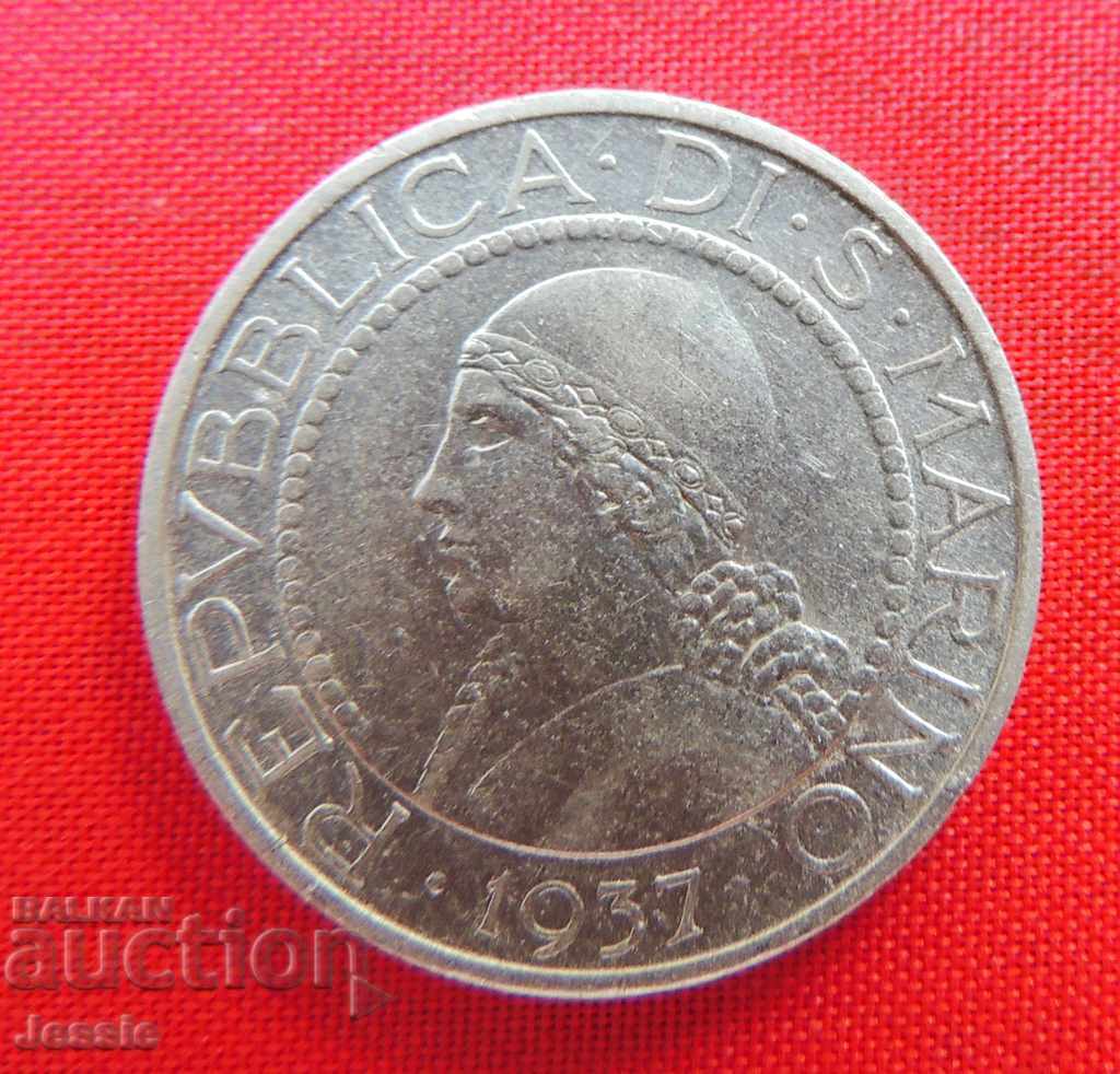 5 Lire 1937 Argint San Marino CALITATE cu preț € 22.05 | 43.13 BGN 5 Lire 1937 Argint San Marino CALITATE cu preț € 22.05 | 43.13 BGN