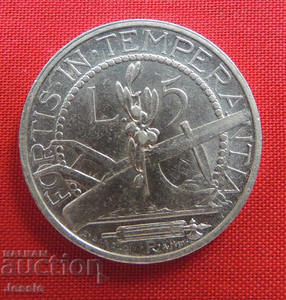 5 Lire 1937 Argint San Marino CALITATE 5 Lire 1937 Argint San Marino CALITATE