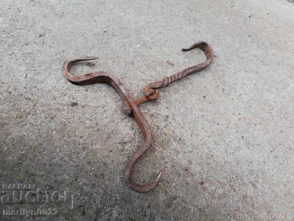 An old forged scraping hook, double twin with price 39.00 BGN | € 19.94 An old forged scraping hook, double twin with price 39.00 BGN | € 19.94