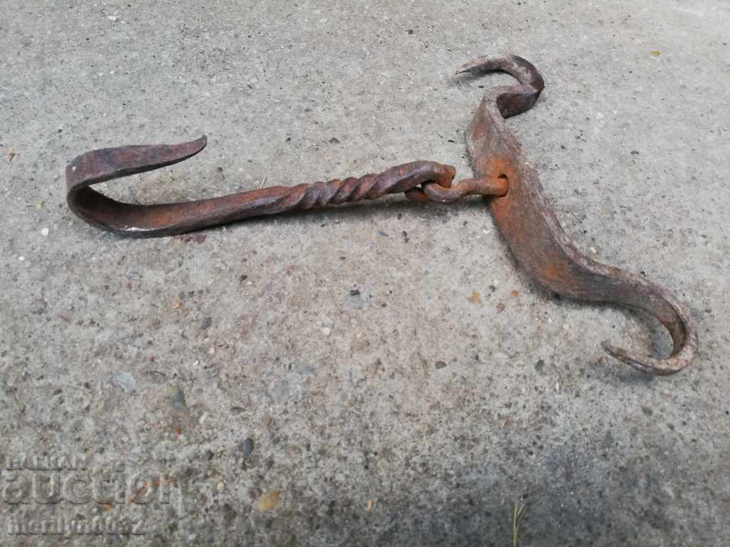 An old forged scraping hook, double twin - 6 An old forged scraping hook, double twin - 6