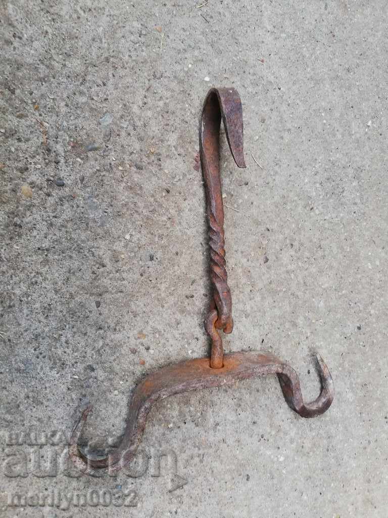 An old forged scraping hook, double twin - 7 An old forged scraping hook, double twin - 7