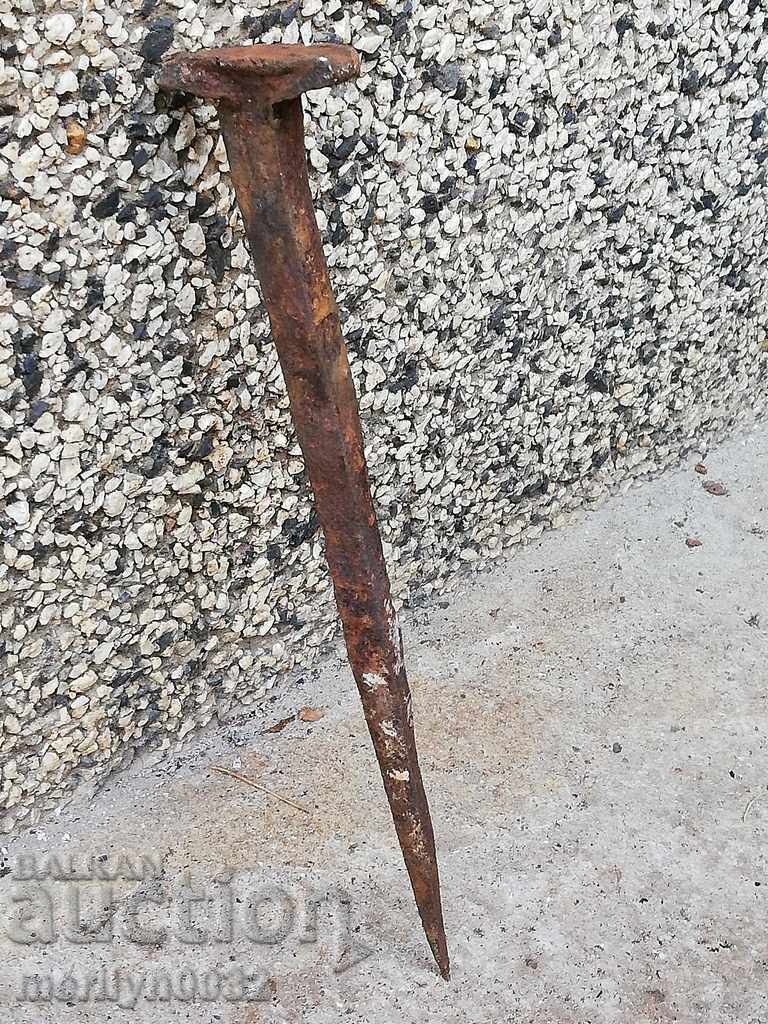 Huge old forged nail, wrought iron, spit, four grams with price 32.00 BGN | € 16.36 Huge old forged nail, wrought iron, spit, four grams with price 32.00 BGN | € 16.36