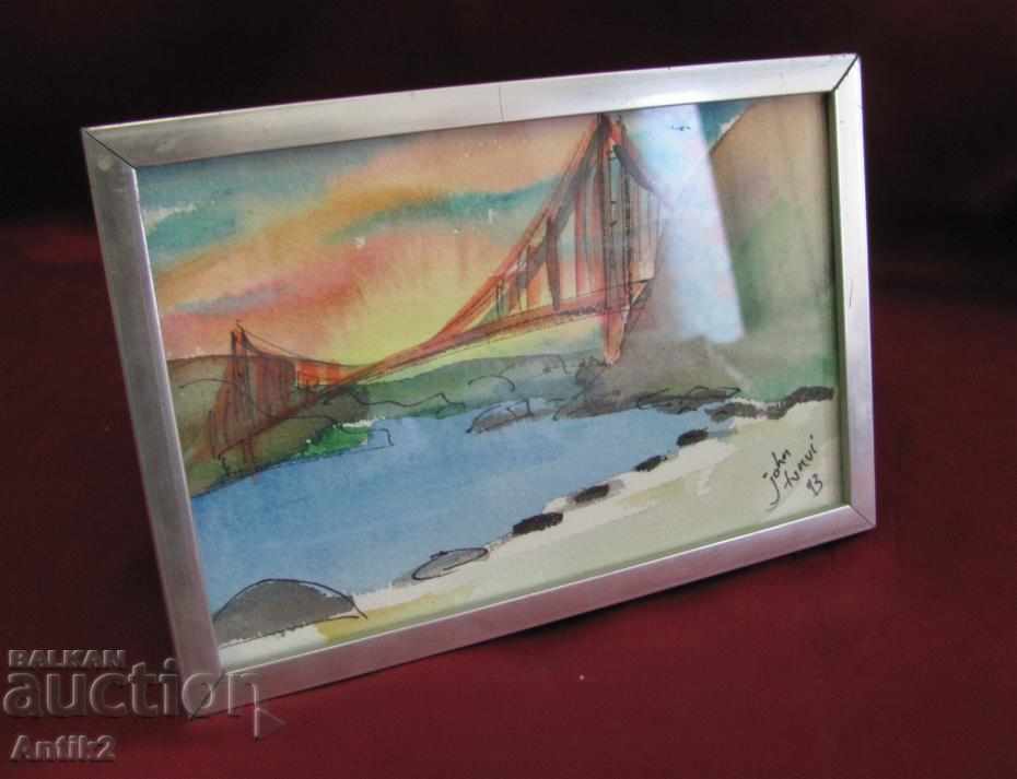 Delivery of 1993. Old Original Watercolor by John Tunni Delivery of 1993. Old Original Watercolor by John Tunni