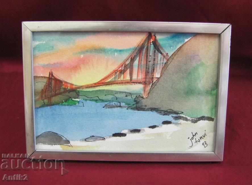1993. Old Original Watercolor by John Tunni 1993. Old Original Watercolor by John Tunni