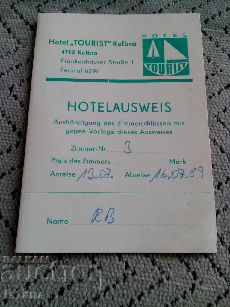 Old German hotel reservation