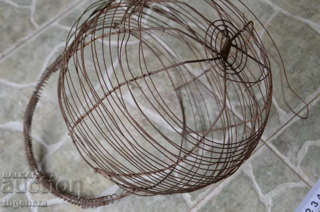 Auction  OLD METAL WICKER BASKET