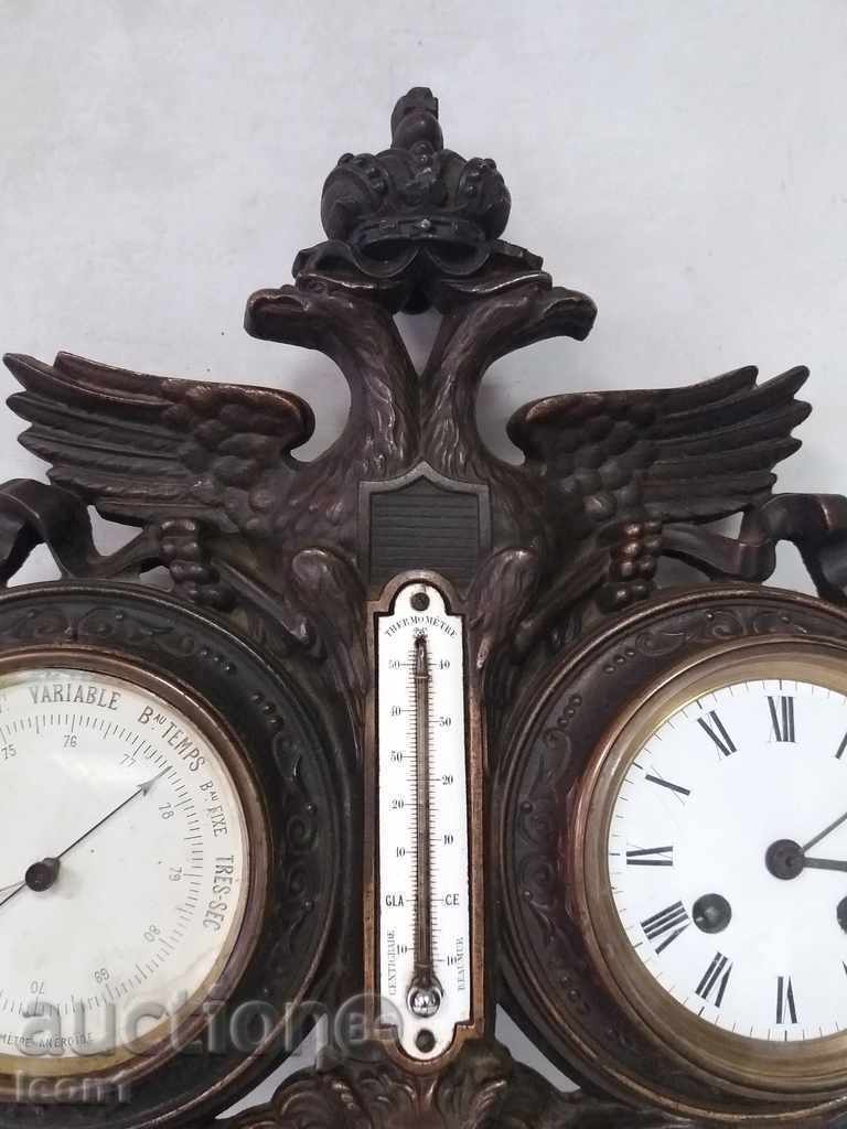 Auction An antique clock ship with a barometer and a thermometer Auction An antique clock ship with a barometer and a thermometer