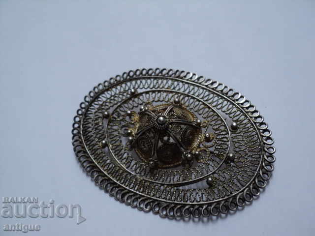 VINTAGE SILVER SILVER FILIGREE BROOCH - 5