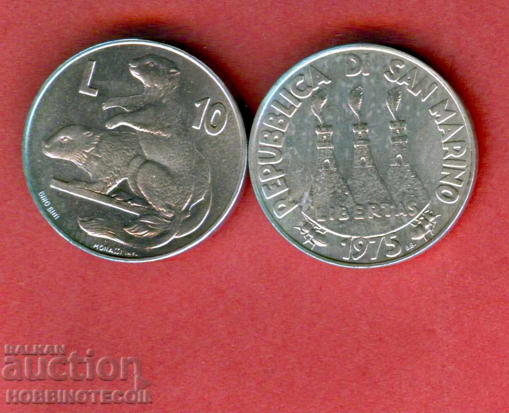 SAN MARINO San Marino 10 Lire LALUGER issue 1975 NEW UNC SAN MARINO San Marino 10 Lire LALUGER issue 1975 NEW UNC