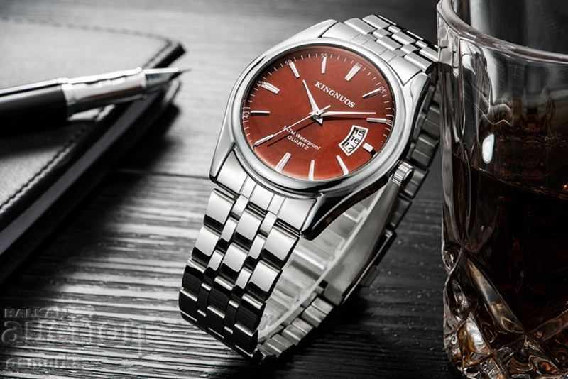 Нов Kingnuos часовник стоманен корпус и верижка дата кафяв с цена 22.00 лв. | € 11.25 Нов Kingnuos часовник стоманен корпус и верижка дата кафяв с цена 22.00 лв. | € 11.25