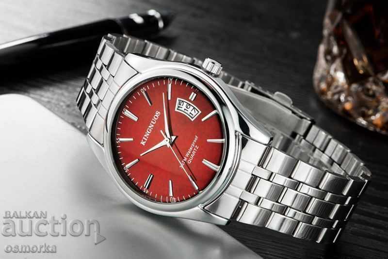 Аукцион Нов Kingnuos часовник стоманен корпус и верижка дата кафяв Аукцион Нов Kingnuos часовник стоманен корпус и верижка дата кафяв