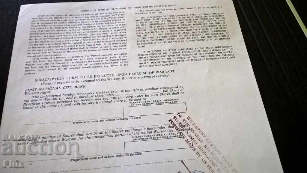 Warranty purchase for shares Builders Investment Group 1973 - 5 Warranty purchase for shares Builders Investment Group 1973 - 5
