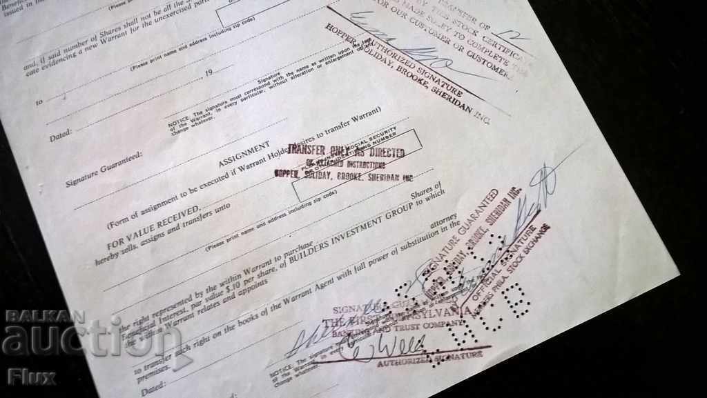 Warranty purchase for shares Builders Investment Group 1973 - 7 Warranty purchase for shares Builders Investment Group 1973 - 7