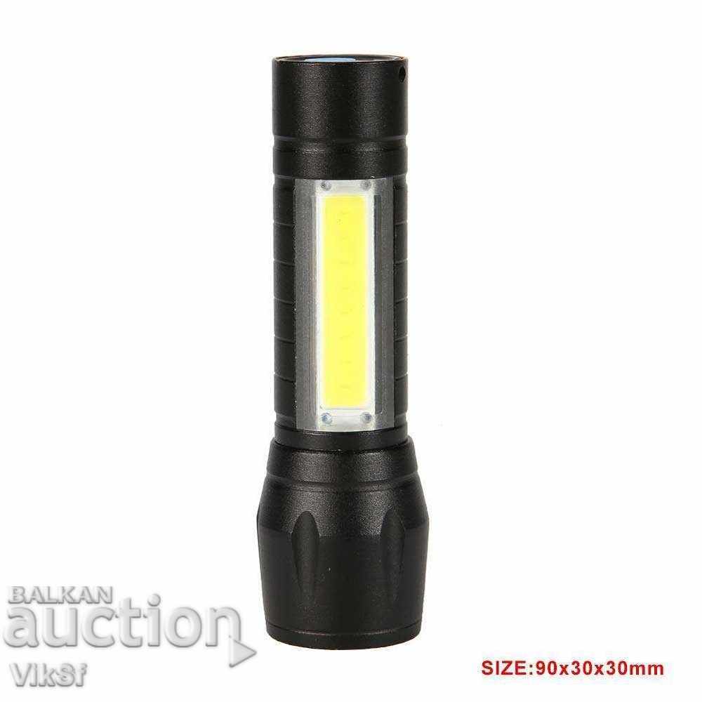 Licitație Lanternă Mini USB cu lumină LED COB, zoom, 3 moduri, Licitație Lanternă Mini USB cu lumină LED COB, zoom, 3 moduri,