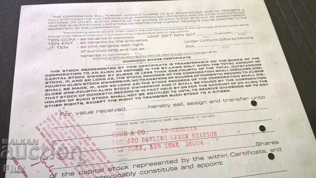 Share certificate International Tel. & Tel. Corp. | 1977 - 5 Share certificate International Tel. & Tel. Corp. | 1977 - 5