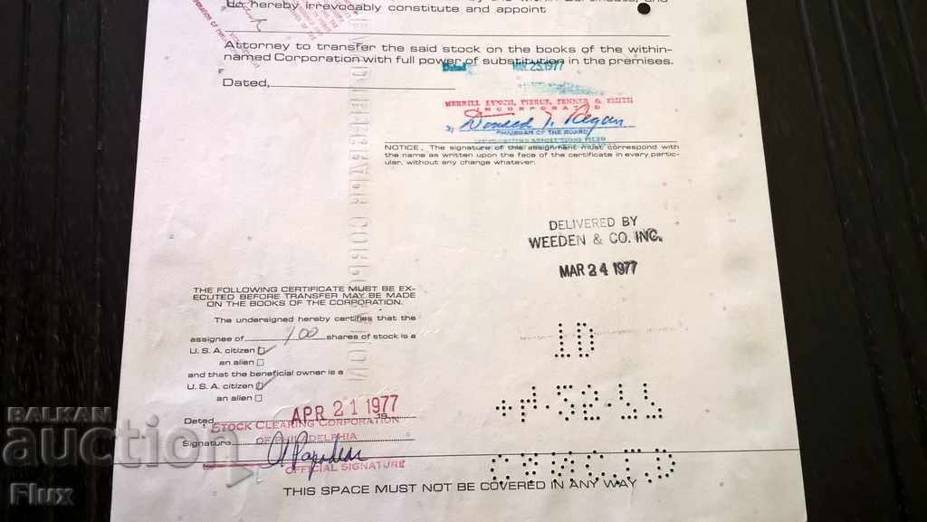 Share certificate International Tel. & Tel. Corp. | 1977 - 7 Share certificate International Tel. & Tel. Corp. | 1977 - 7