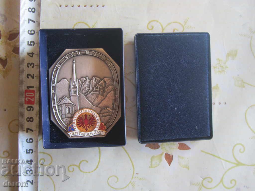 Silver plated German medal Tyrol plaque with box 3 with price 15.00 BGN | € 7.67 Silver plated German medal Tyrol plaque with box 3 with price 15.00 BGN | € 7.67
