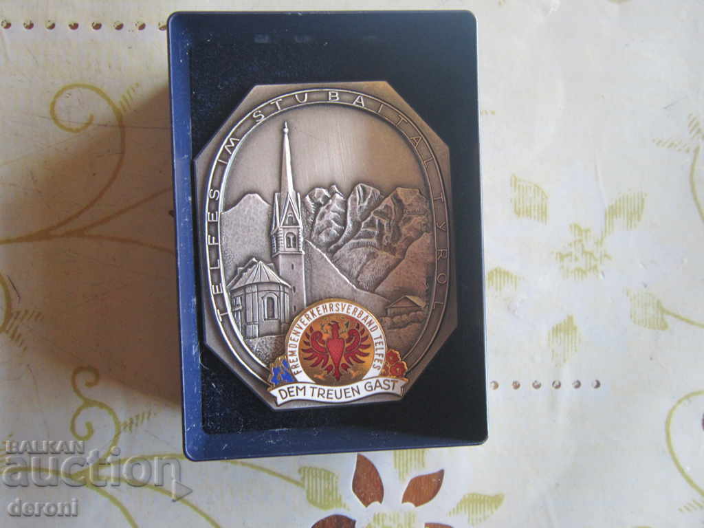 Silver plated German medal Tyrol plaque with box 3 - 6 Silver plated German medal Tyrol plaque with box 3 - 6