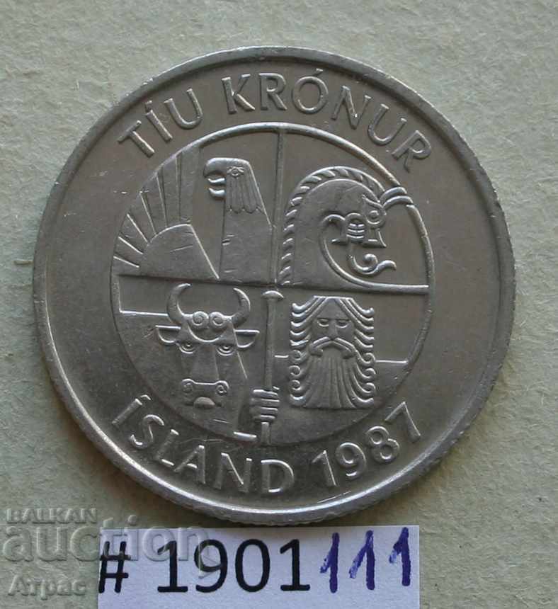 10 крони  1987 Исландия с цена € 0.72 | 1.41 лв.
