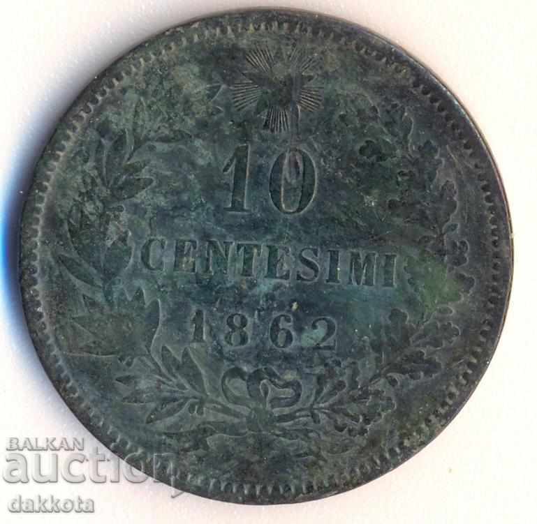 Ιταλία 10 Συμβούλια 1862, χωρίς γράμμα, σπάνια με τιμή 15.00 BGN | € 7.67 Ιταλία 10 Συμβούλια 1862, χωρίς γράμμα, σπάνια με τιμή 15.00 BGN | € 7.67