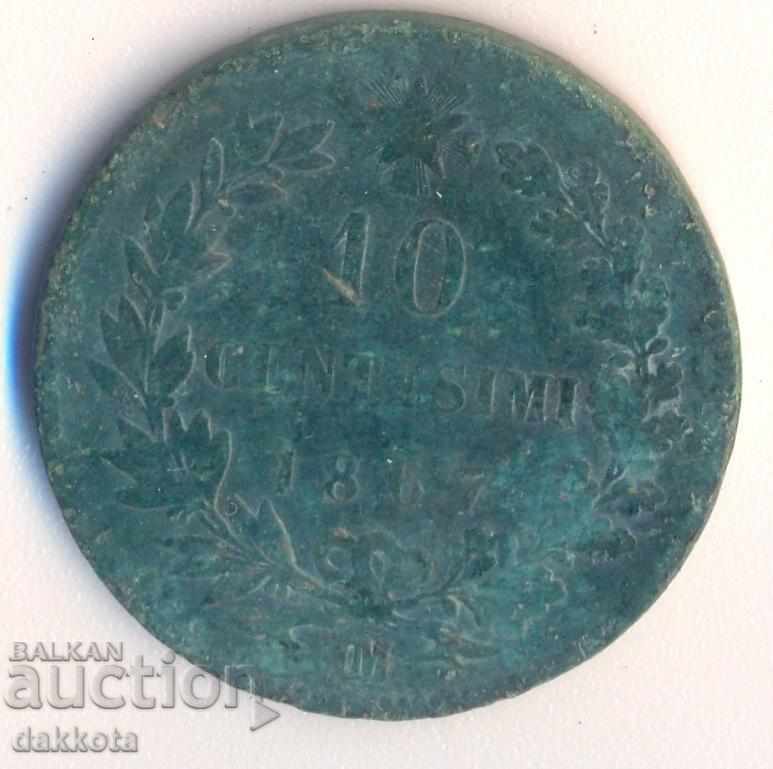 Italia 10 numărare 1867 OM, fără puncte, mai puțin frecvente