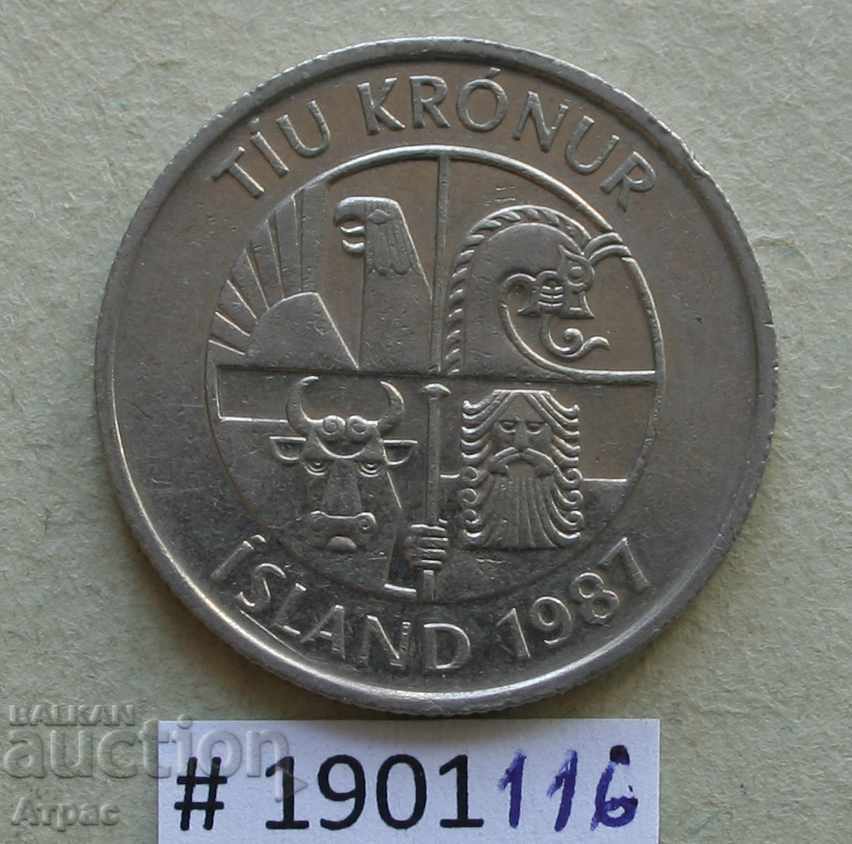 10 крони  1987 Исландия с цена € 0.72 | 1.41 лв.