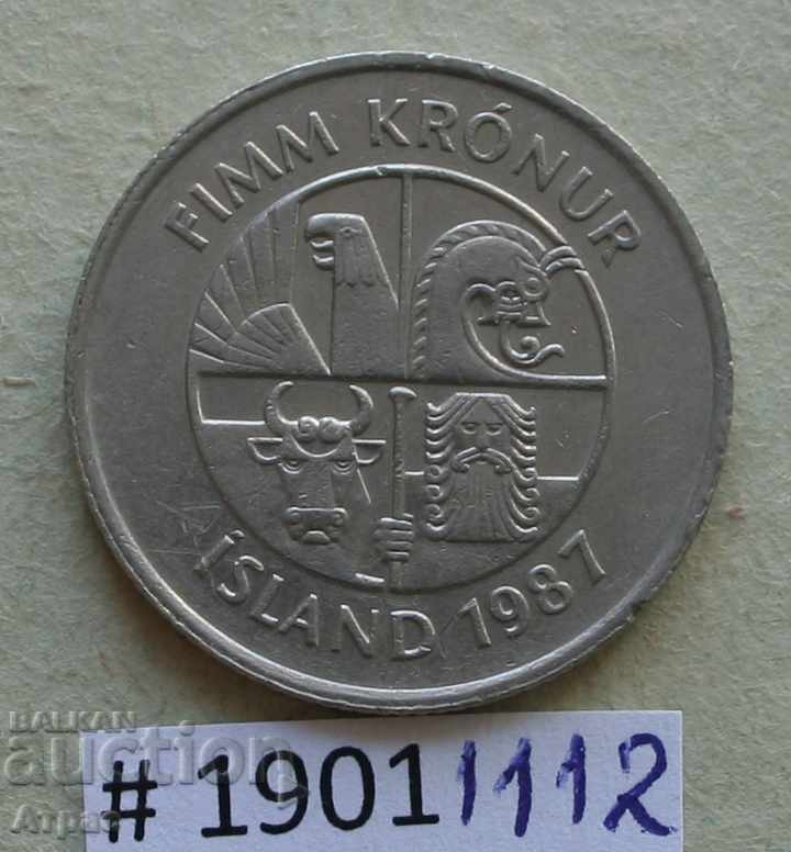 5 κορώνες 1987 Ισλανδία με τιμή € 0.36 | 0.70 BGN