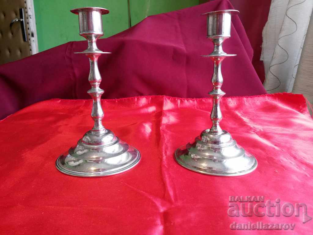 Set of Old Fireplace Candlesticks