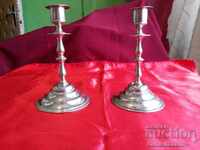 Set of Old Fireplace Candlesticks