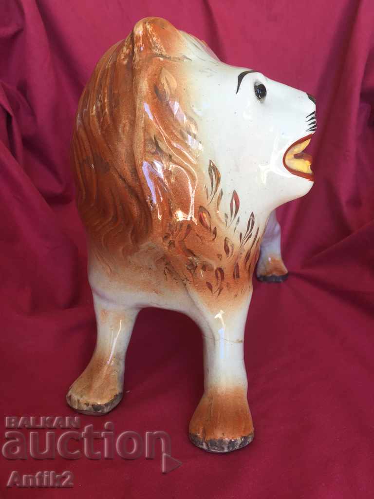 1890 Rare Large Porcelain Lion Staffordshire - 5 1890 Rare Large Porcelain Lion Staffordshire - 5