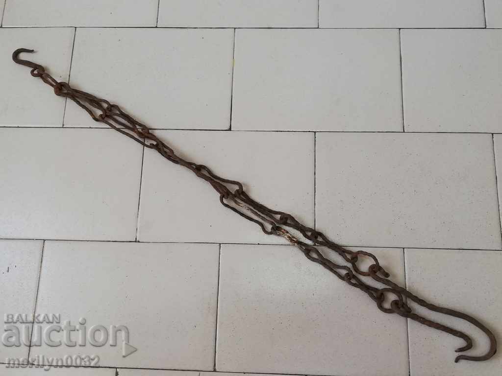 Old forged chain with hook, hearth for hearth chain hook - 5 Old forged chain with hook, hearth for hearth chain hook - 5