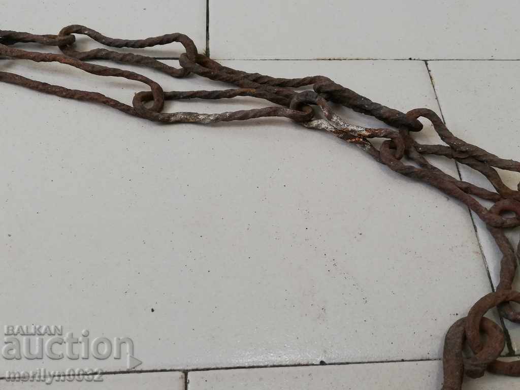 Old forged chain with hook, hearth for hearth chain hook - 6 Old forged chain with hook, hearth for hearth chain hook - 6