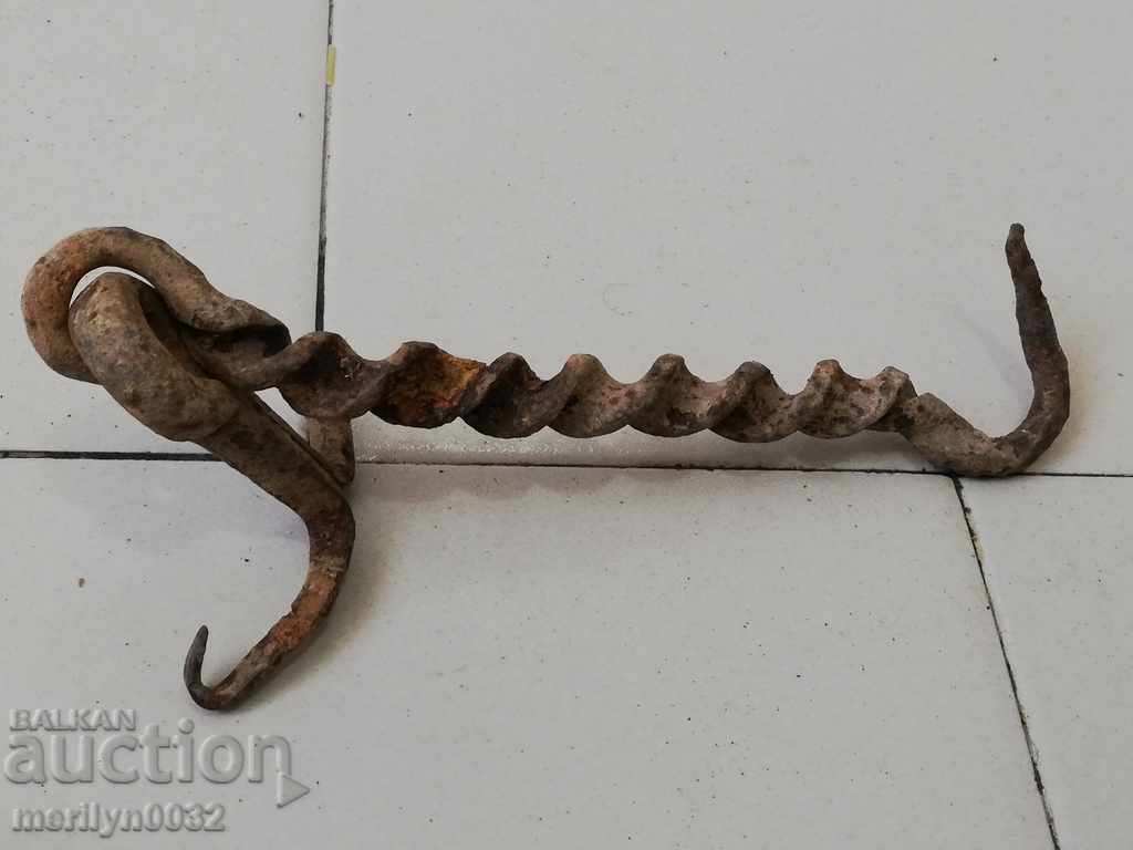 An old forged hook, a lock for a lock forged iron - 5 An old forged hook, a lock for a lock forged iron - 5