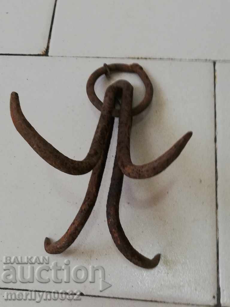 An old forged scraping hook, a quadruped neck - 5