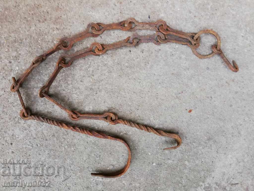 Old forged chain with hook, hearth for hearth chain hook with price 44.00 BGN | € 22.50