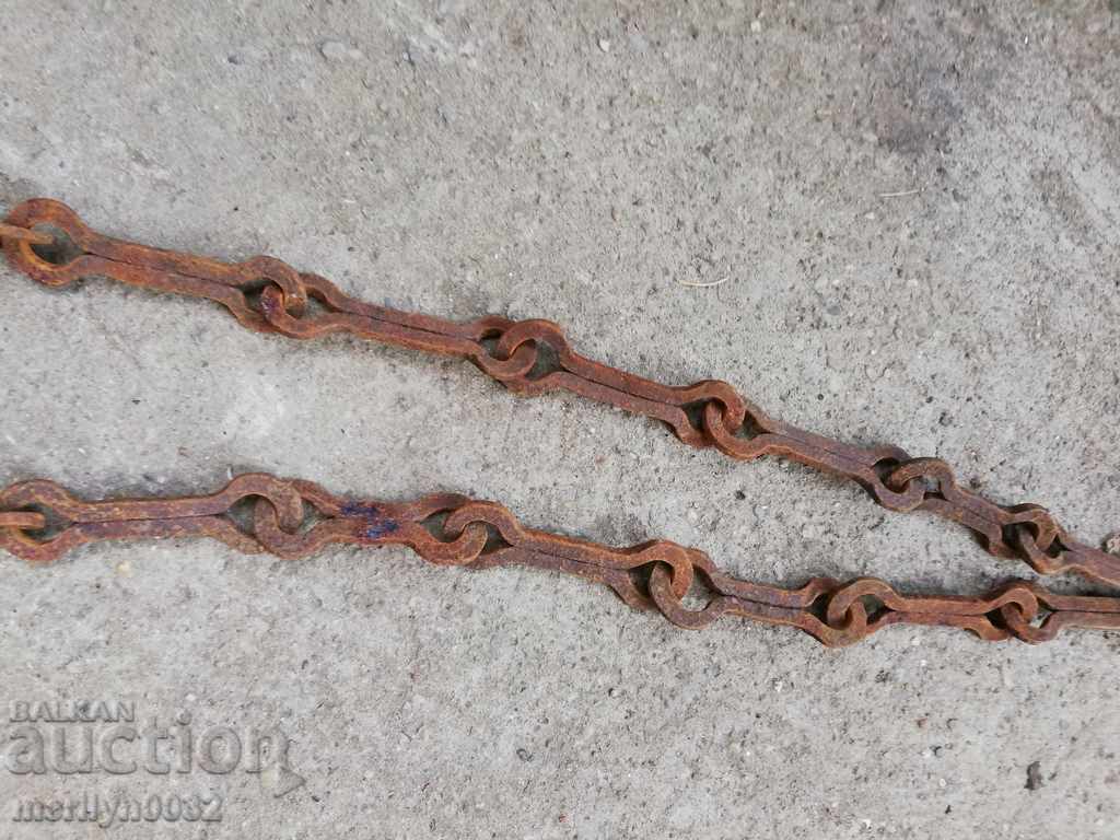 Delivery of Old forged chain with hook, hearth for hearth chain hook