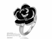 Silver-plated art ring, rose