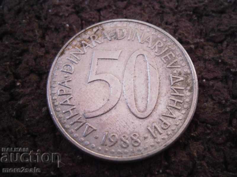 50 de dinari din Iugoslavia 1988 moneda anului