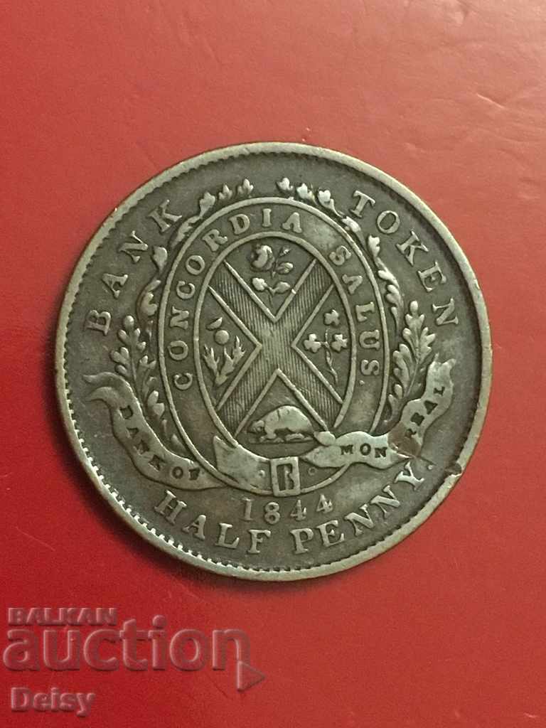 Canada 1/2 penny 1844