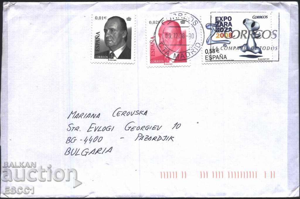 Пътувал плик с марки ЕКСПО Сарагоса 2008 Хуан Карлос Испания