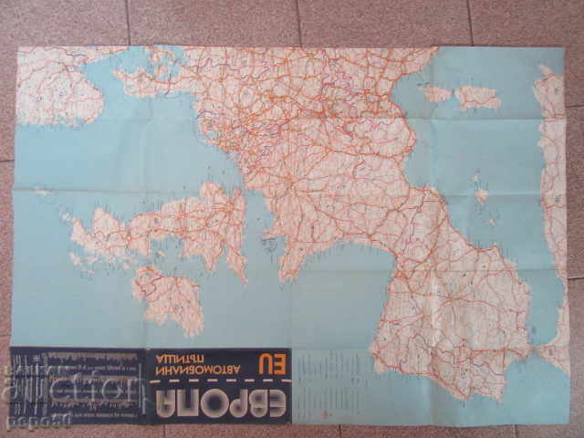 HARTĂ A DRUMURILOR AUTO DIN EUROPA - 66x96cm /1981/ cu preț € 1.50 | 2.93 BGN