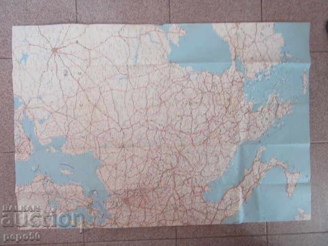 Licitație HARTĂ A DRUMURILOR AUTO DIN EUROPA - 66x96cm /1981/