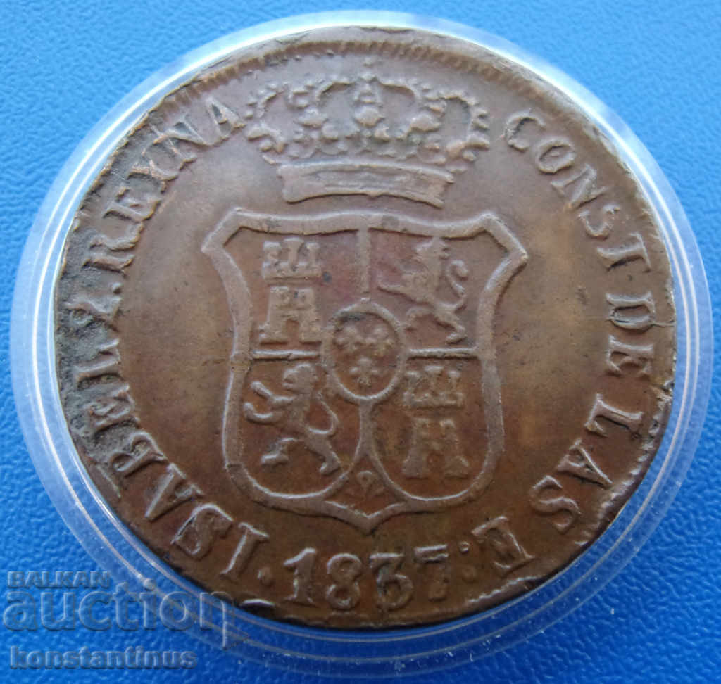 Βαρκελώνη Καταλονία 6 Quartos 1837 Σπάνια RRRR με τιμή € 74.14 | 145.01 BGN